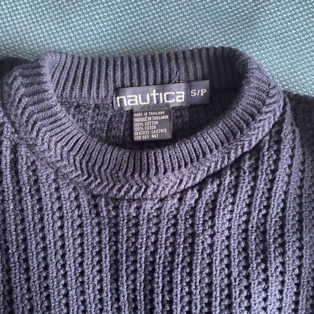 Genuine Vintage Nautica Tight Knit Navy Blue Preppy Sweater Women’s Small - Picture 5 of 6